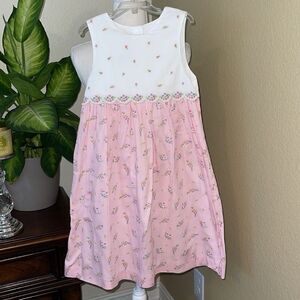 Gymboree VINTAGE 2000 Pink Floral Embroidered Scalloped Dress sz 6